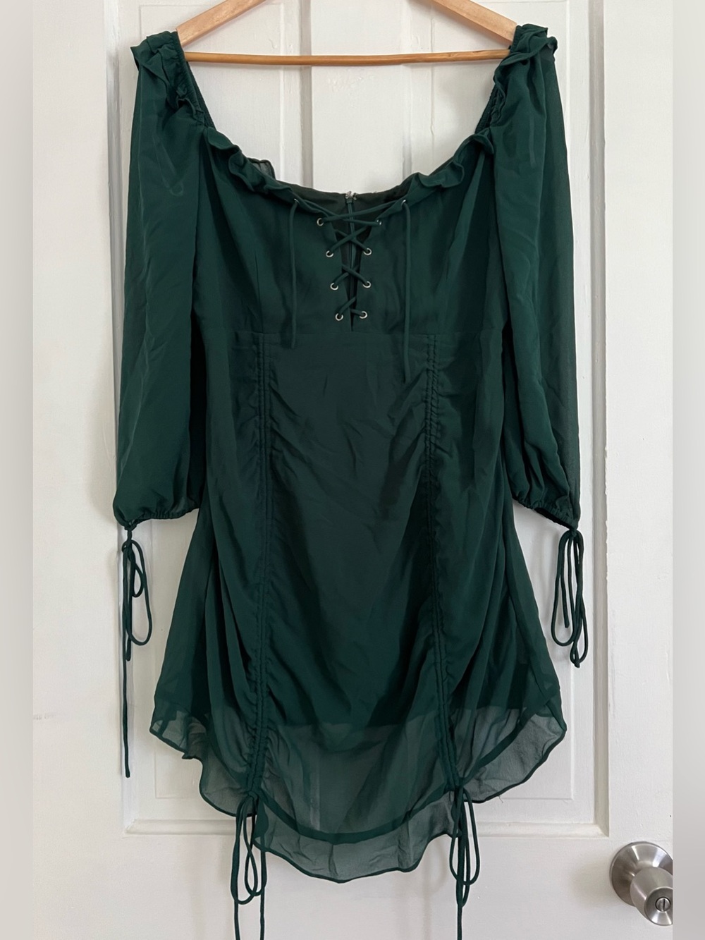Lulus Green Cottagecore Lace Up Renaissance Dress Size Large